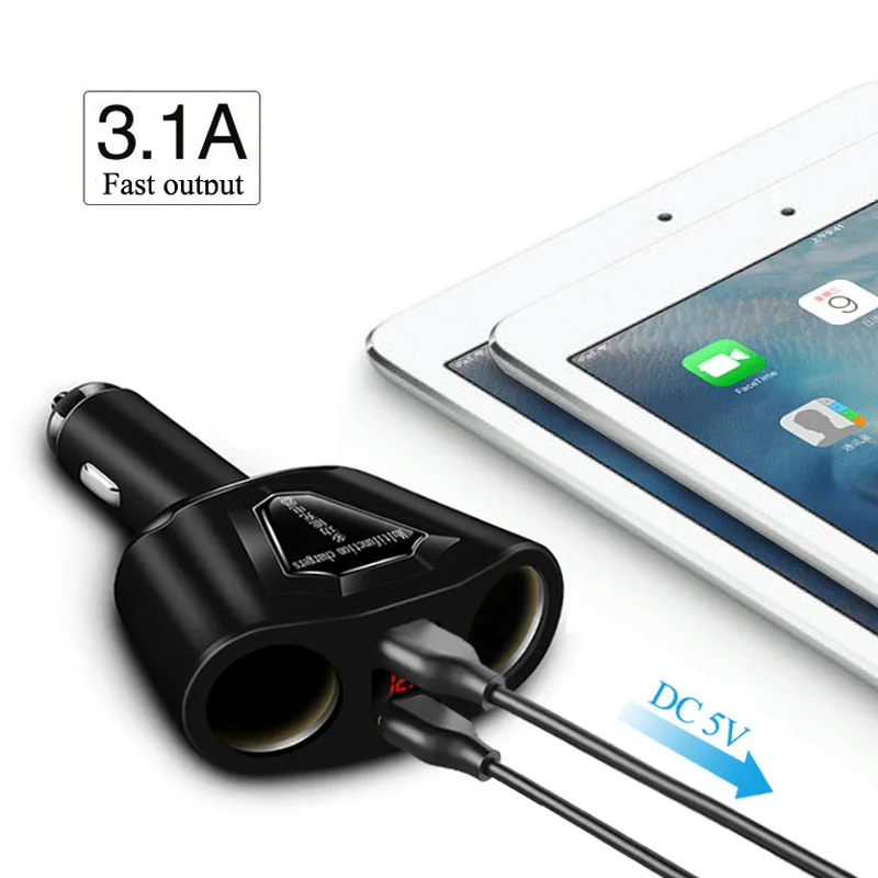 JaJaBor розетка для автомобильного прикуривателя адаптер питания 3.1A Dual USB