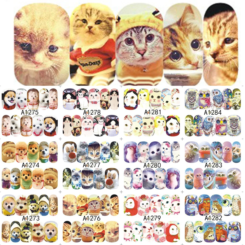 Новинка 2018 40 листов наклейки для дизайна ногтей ветряная мельница/бабочка/кошка