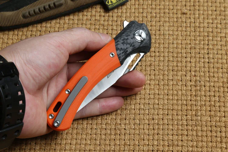 DICORIA Red wolf fish ball bearing Flipper folding knife S90V blade G10 handle outdoor survival camping hunting knives EDC tool |
