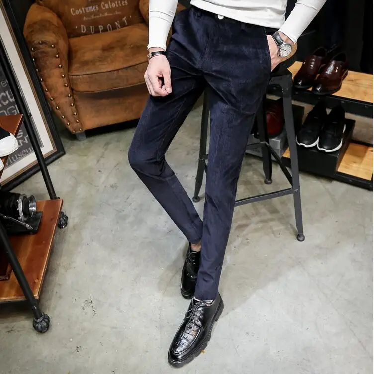 2018 Фирменная Новинка Британский Стиль Вельвет мужчин Брюки для девочек