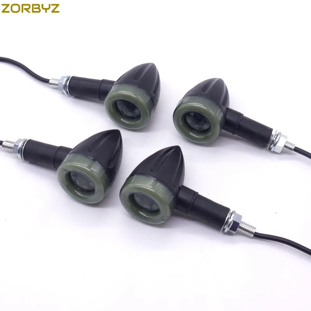 ZORBYZ 4X Универсальный черный мотоцикл светодиодный Янтарный фонарь поворотник задние тормозные огни Индикаторы