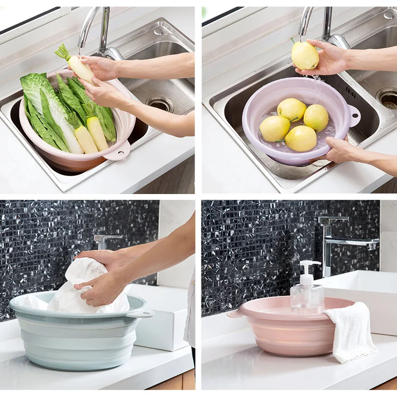 Portable Folding Plastic Basin Foldable Bucket home kitchen Bathroom washbasin Multi-purpose laundry wash basin