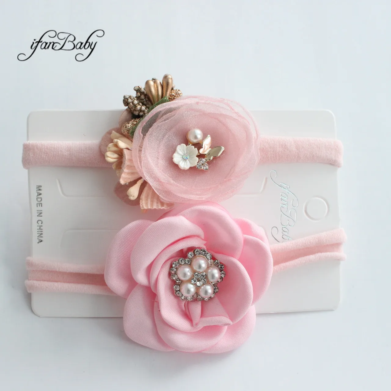 2019 для новорожденных Детский ободок с цветами и бантом из плотного бархата сжечь