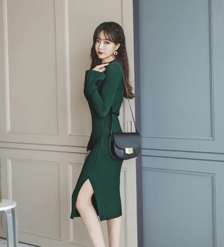 Высокое качество Осень зима 2019 однотонные вязанные топы с широкими рукавами и