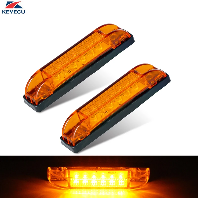 

KEYECU 2 Pieces 4" Amber 6LED Side Marker Lights Rear Side Clearance Marker Lamp for Truck Trailer Boat Bus RV Indoor Outdoor