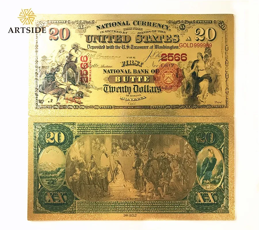 Купюры в долларах США 1875 5 долларов Золотая банкнота красочные мировые деньги на