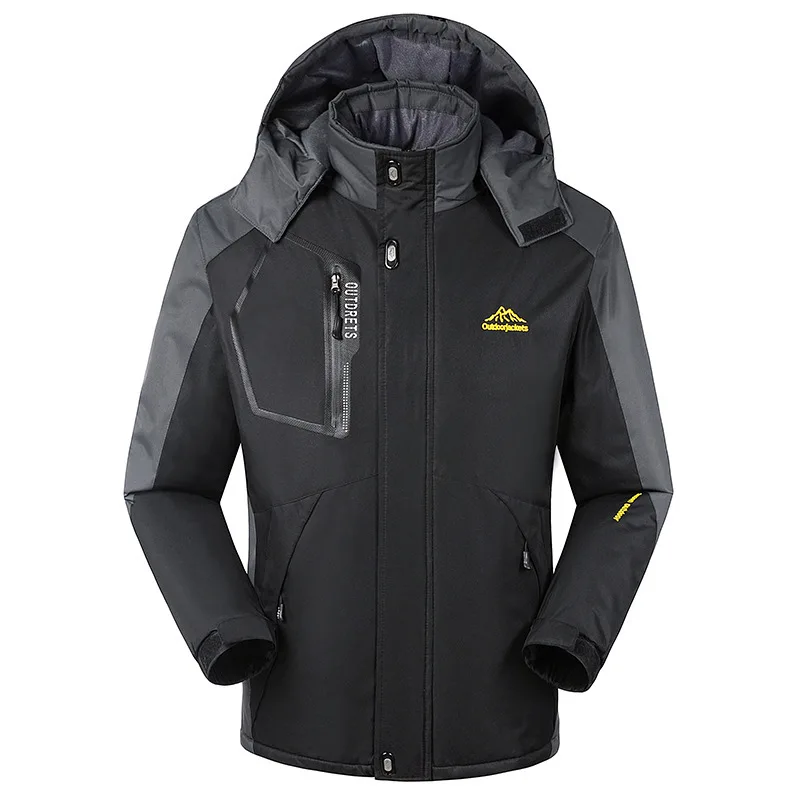 Fit-35 размера плюс L-6XL 7XL 8XL максимальная грудь 150 см теплое Стеганое пальто для мужчин зимняя куртка с капюшоном водонепроницаемая ветрозащитная