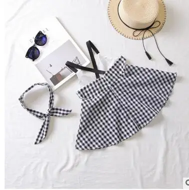 Детская одежда коллекция 2017 года новое Летнее Детское платье в клетку жилет на