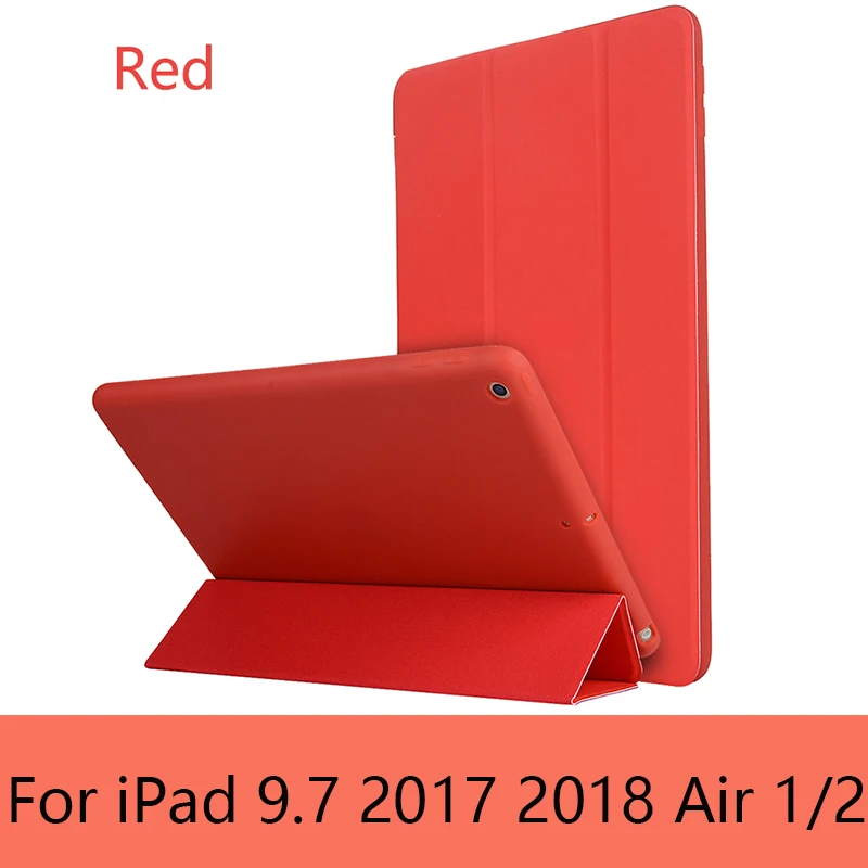 red Чехол Rovtop для IPad Air 2 9,7 Pro 10,5 чехол Чехол для IPad Air 2 3 1 Мягкий силиконовый чехол из искусственной кожи Авто Режим сна - Цвет: red