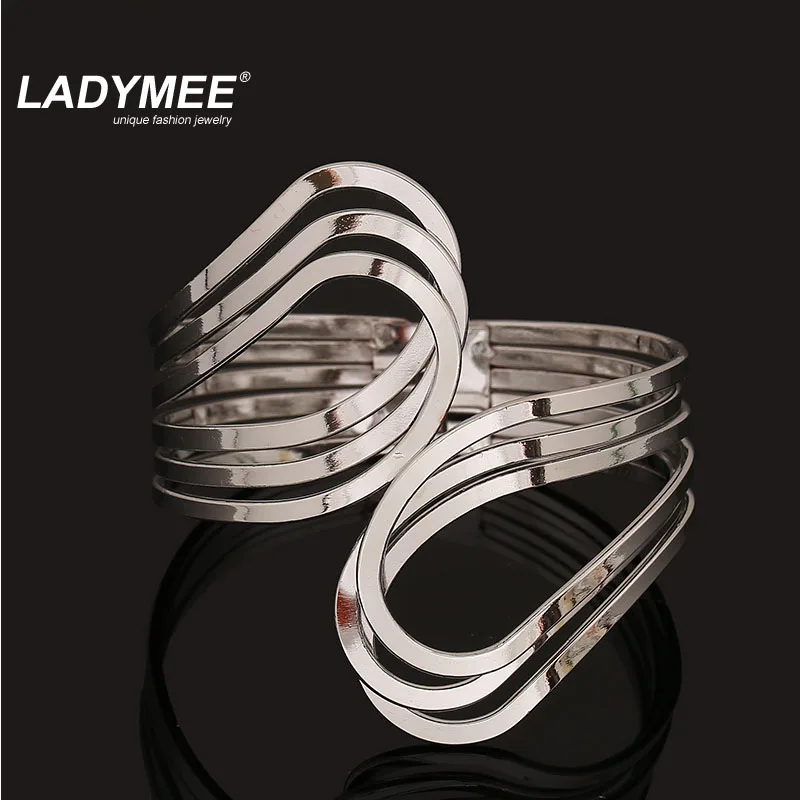 LADYMEE Bracelet Cuff Bangles Thick Metal High Quality Twist Spring Opened Bangle Bracelets for Women Statement Jewelry | Украшения и