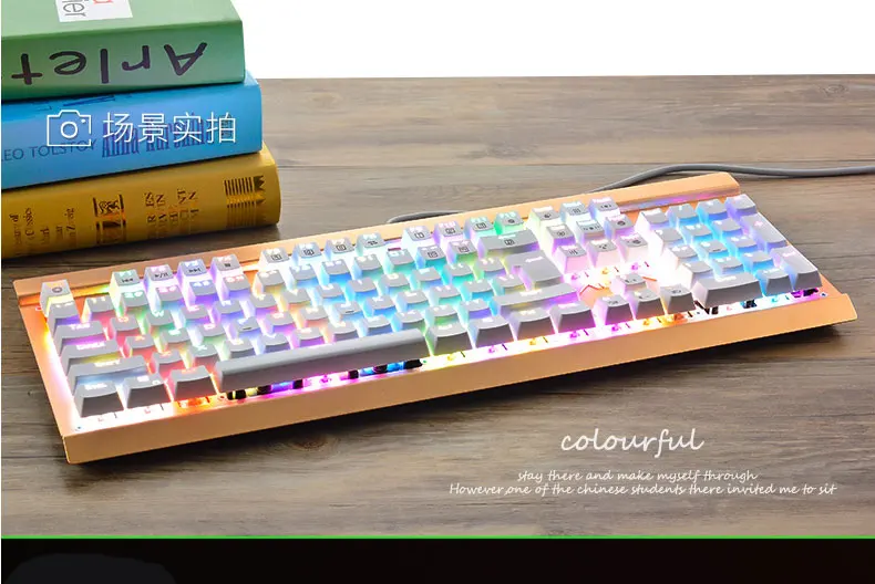 GK104 Механическая игровая Проводная клавиатура RGB на заказ 16,8 миллионов цветов 87/104 анти-ореолы русский/английский подсветка рабочего стола