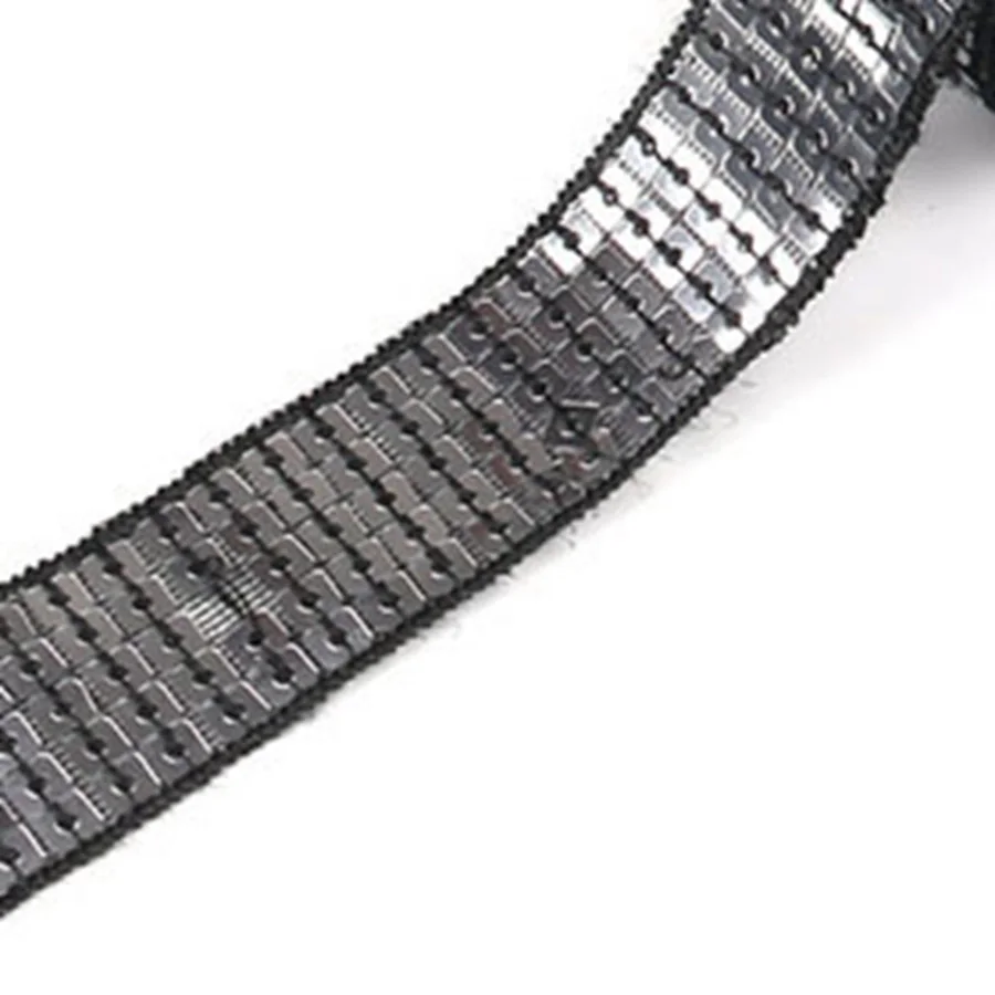 black silver 20 ярдов/партия 2,5 см Яркая блестящая граненая свободная тесьма с пайетками для шитья свадьбы ремесла DIY Scrapbooking подвеска - Цвет: black silver