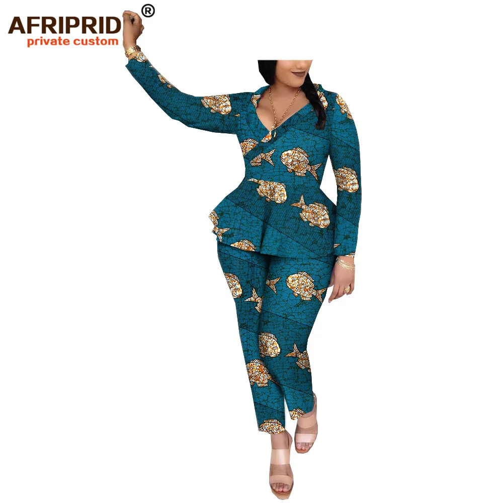 Комплект из 2 предметов с брюками в африканском стиле для женщин топа длинными