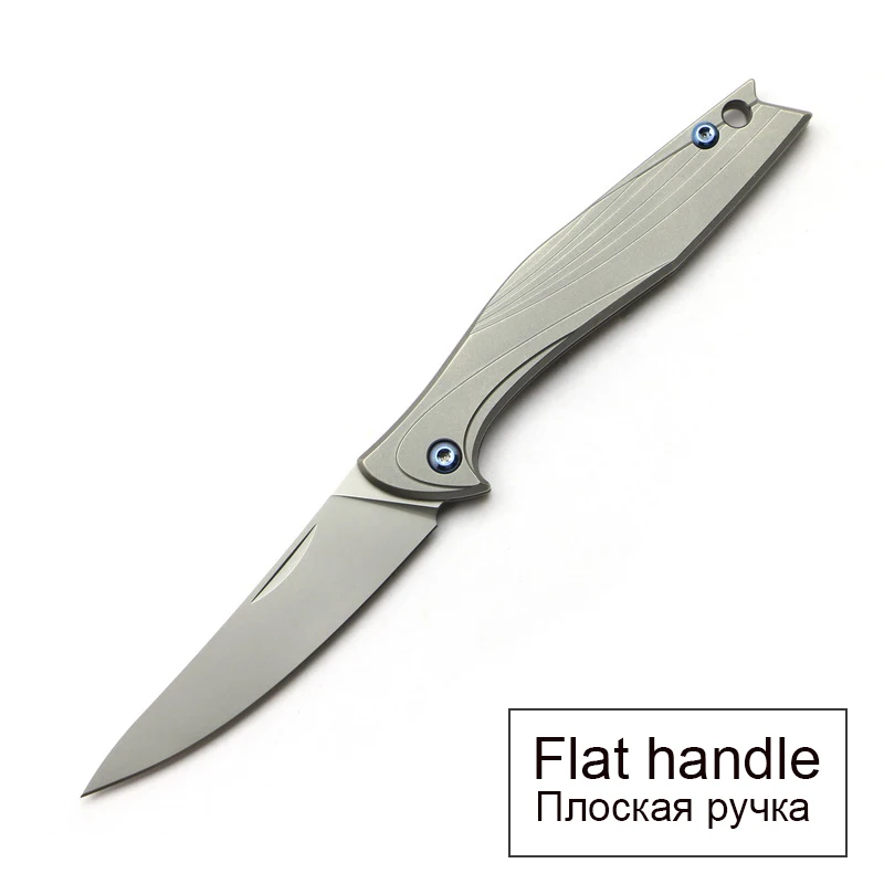 Flat handle Зеленый шип мини Феникс складной нож 2,5" M390 стальное лезвие, ручка из титанового сплава и углеродного волокна, Карманный ключ для ножей - Цвет: Flat handle