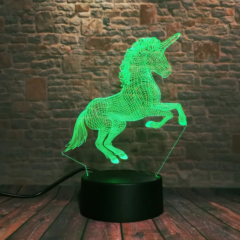 Единорог бег Лошадь Прыжки действия 7 цветов RGB Ночник светильник детские игрушки