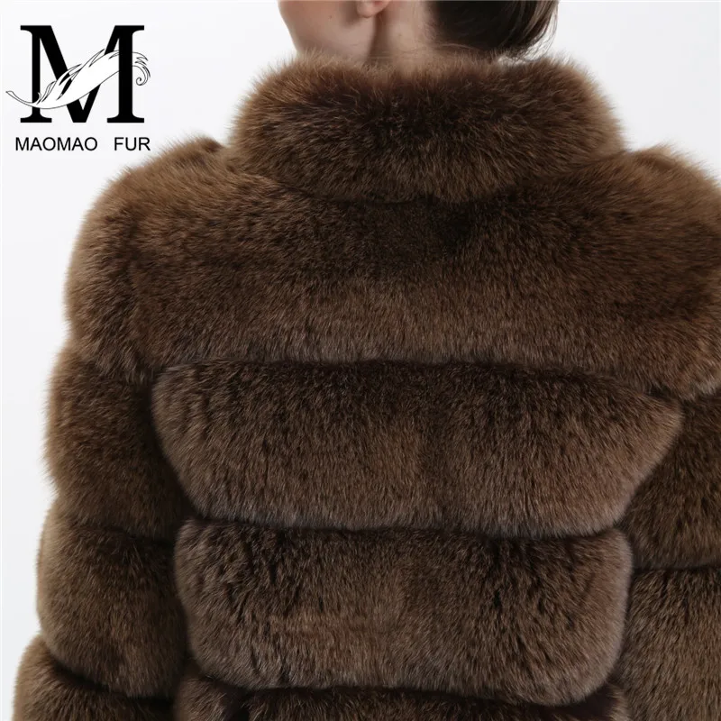 Зимнее пальто из натурального Лисьего меха Женская мода 2018 Толстая куртка