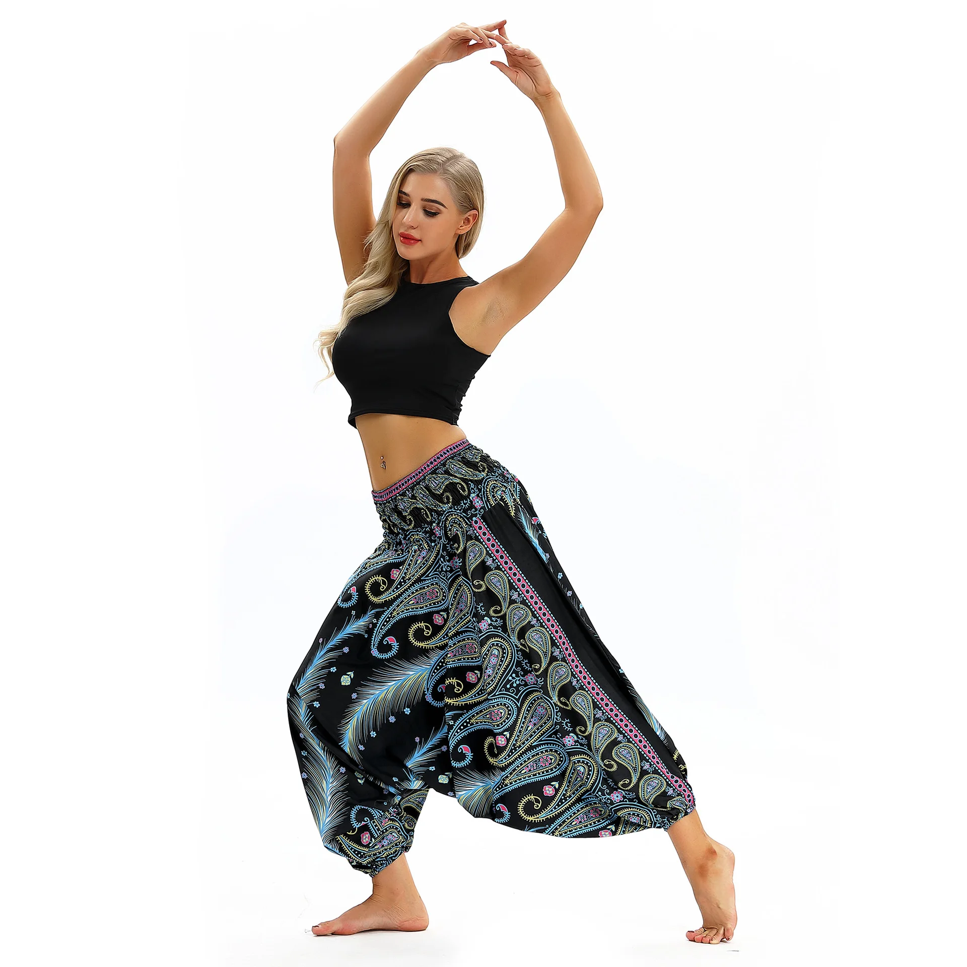 Print women casual fitness Yoga leggings lounge nepal pant Bloomers Indian Thailand wide leg loose pants beach wear Harem Pants