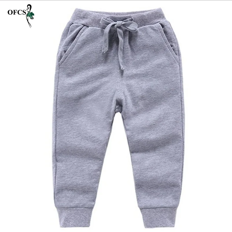 Gray Новинка, розничная, теплые бархатные штаны однотонные повседневные спортивные штаны для мальчиков и девочек детские штаны для бега, Enfant Garcon, для детей возрастом от 2 до 10 лет - Цвет: Gray