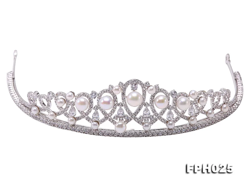 genuine pearl JYX белый плоский круглый пресноводный жемчуг корона тиара для свадебной прически Корона именинника невесты корона с жемчугом Сияющий - Цвет камня: genuine pearl