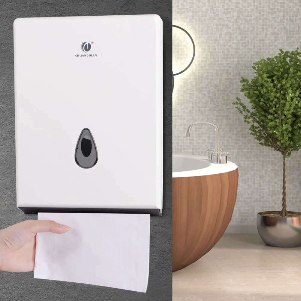 

Paper Holders Wall Mounted Multifold Paper Tissue Dispenser Paper Towel Dispenser Box Cover Rest Room Waterproof Toilet