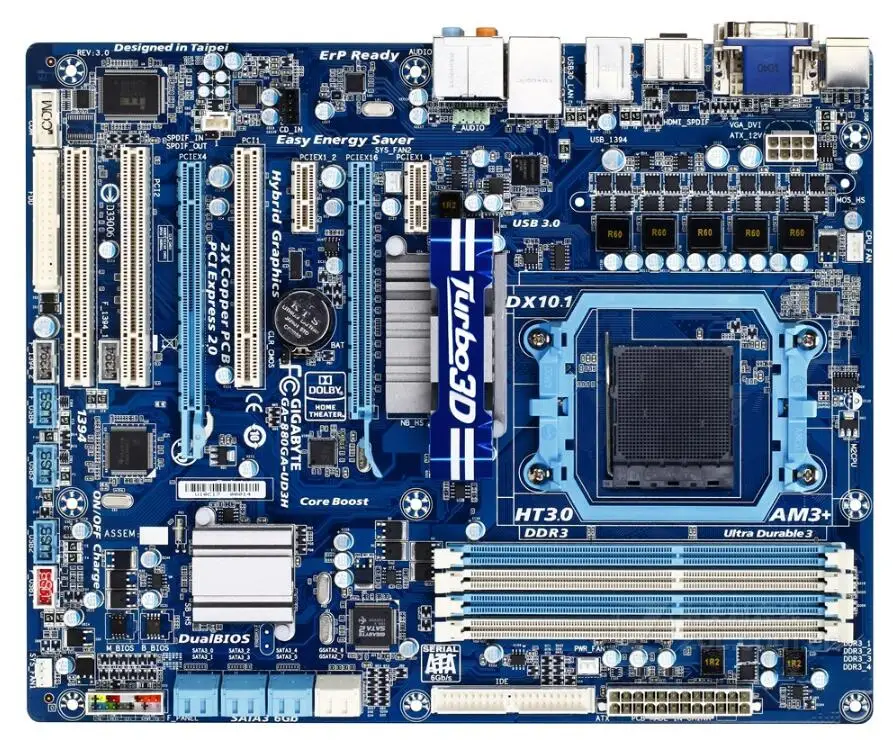 Для Gigabyte GA-880GA-UD3H оригинальная б/у настольная материнская плата 880GA-UD3H 880G Socket AM3 + DDR3