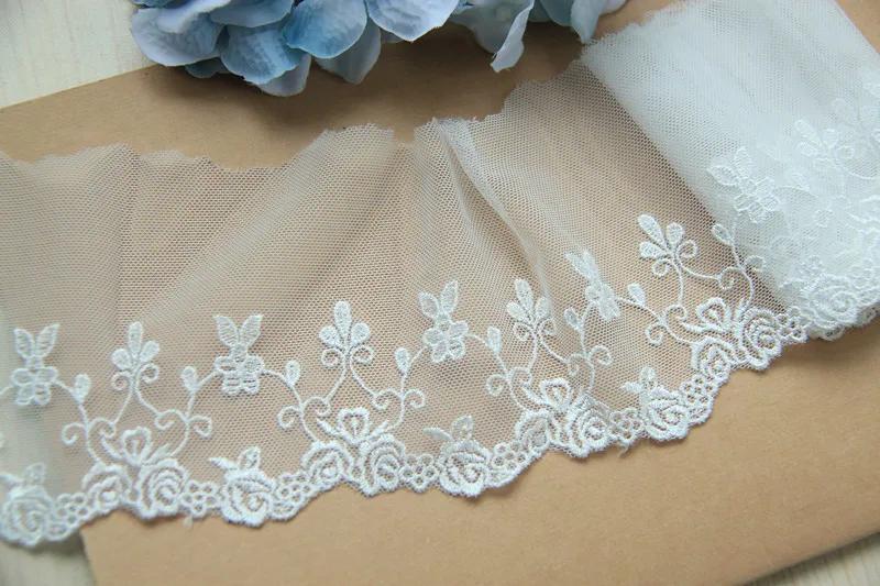 10 yard 9cm 3.54&quot wide ivory/beige/black rose Bell ring fabric mesh gauze embroidery tapes lace trim ribbon 254ty free ship | Дом и сад