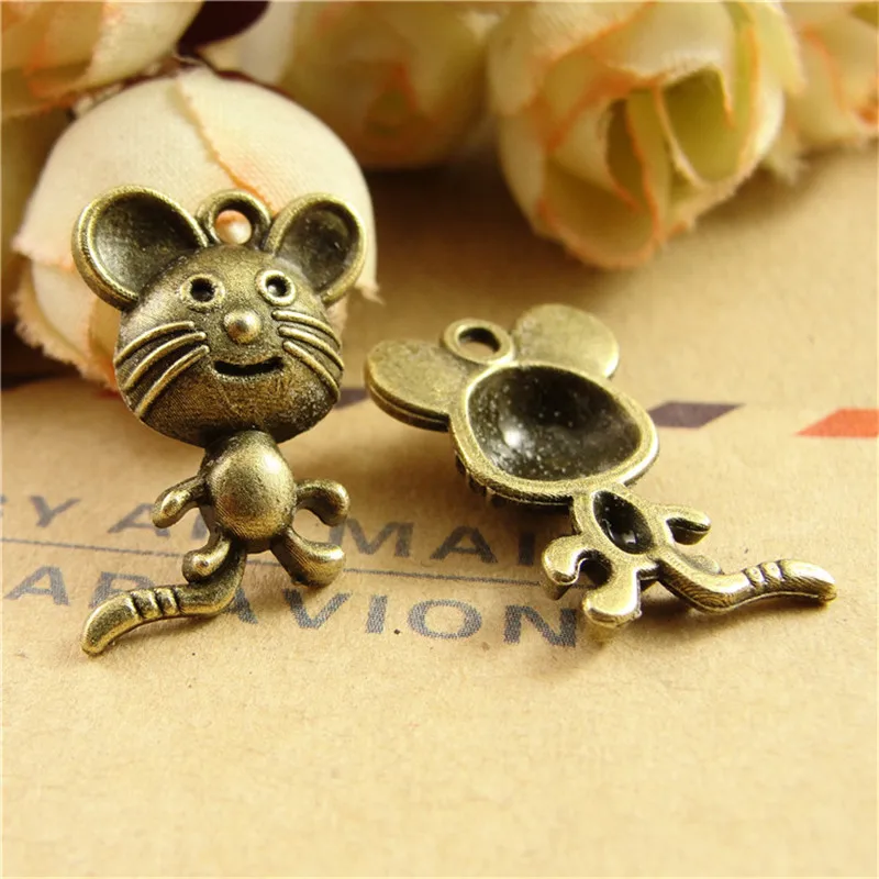 

RONGQING 100pcs/lot Jewelry Accessories Fashion Jewelry Animal Mouse Charms for jewelry making NEW