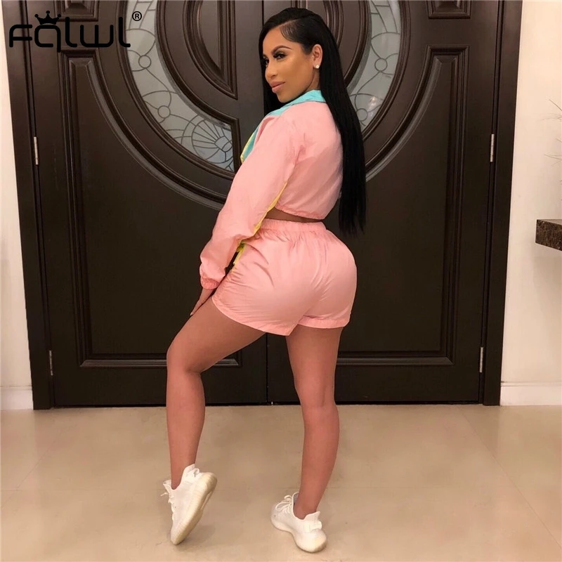 FQLWL летний комплект из двух предметов женская одежда длинный рукав на молнии