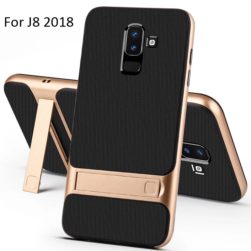 Hybrid Slim Armor Case For Samsung Galaxy J6 J8 2018 Holder Kickstand Protector Cover TPU + PC Frame | Мобильные телефоны и