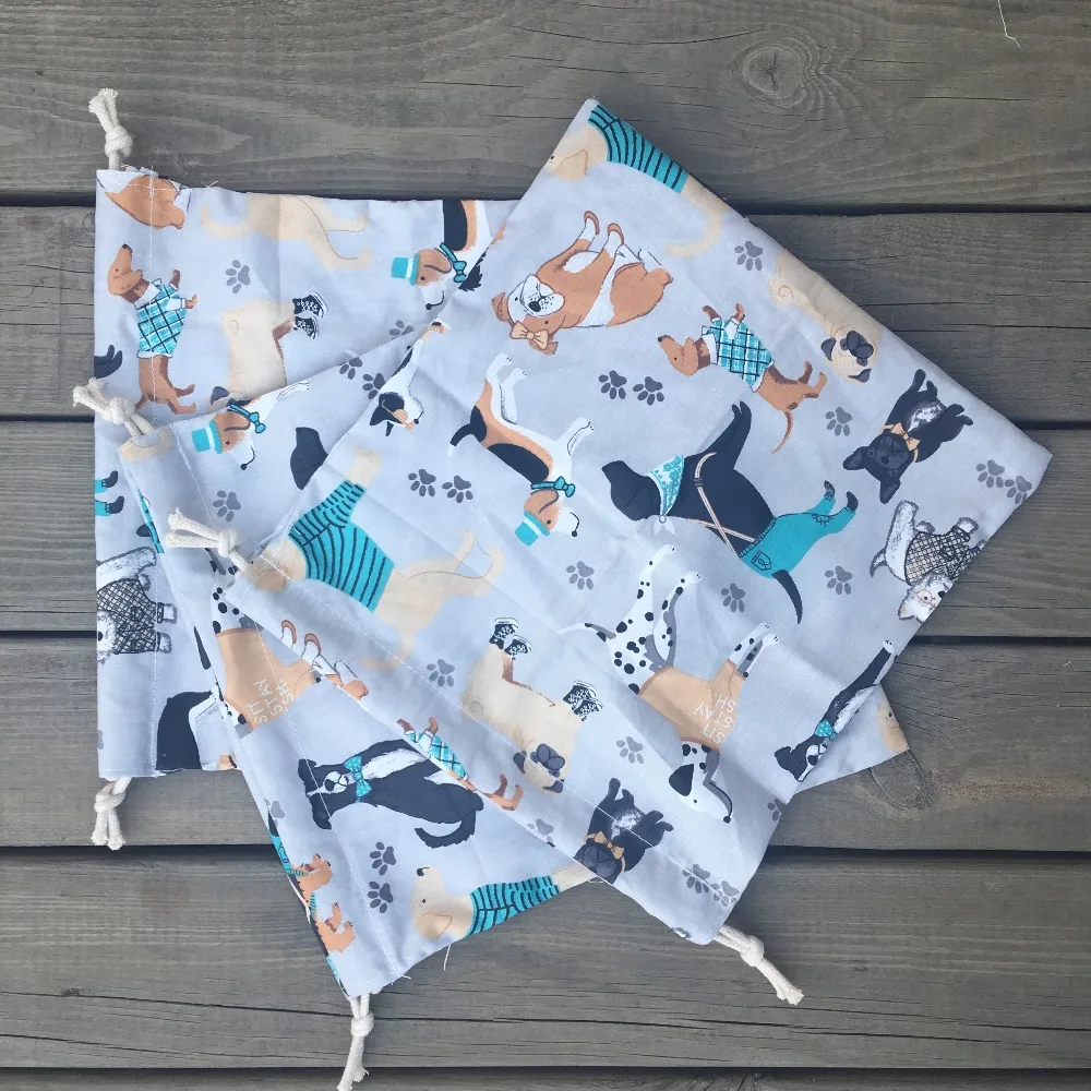 Cotton Twill Drawstring Multi-purpose Bag Party Gift Bag Various Dogs Pet Animals YL73
