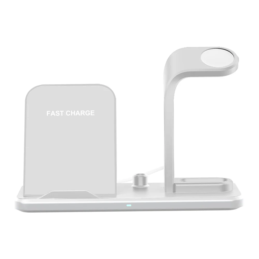 10 Вт Беспроводная зарядная подставка 3 в 1 Qi Быстрая зарядка для Airpods iPhone 11 XS XR X 8 samsung S10 S9 держатель для Apple Watch 5 4 3 2 - Тип штекера: White