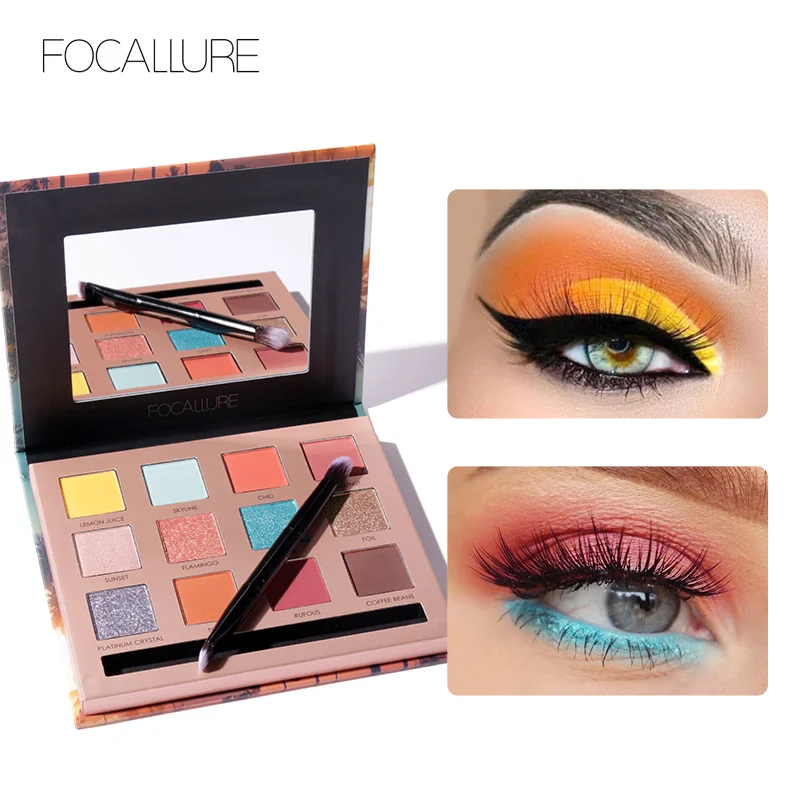 FOCALLURE So Hot макияж для глаз 12 цветов Тени для век мерцающие тени для век для девочек-подростков матовые жемчужные земли Русалка