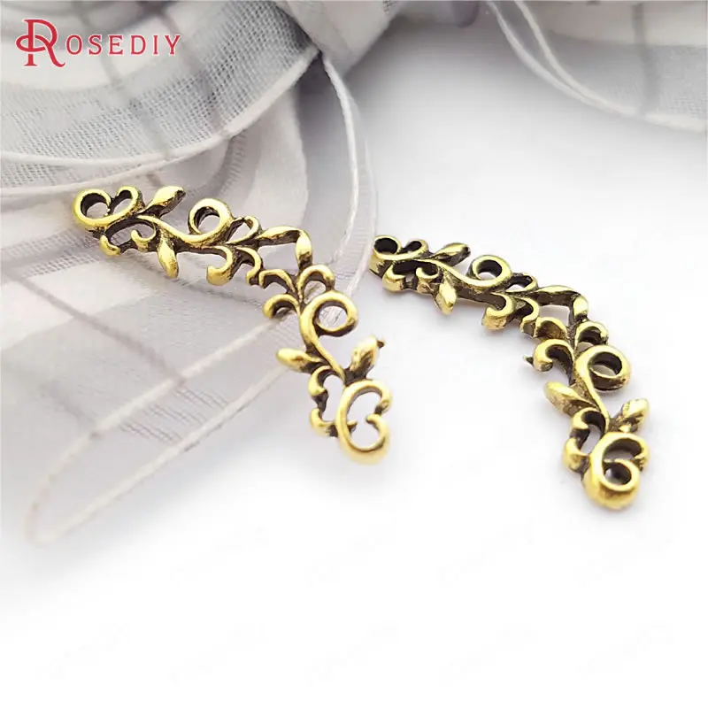 50PCS 24x8MM Antique Bronze Gold Color Silver Zinc Alloy Flower vine Charms Jewelry Making Supplies Diy Findings Accessories | Украшения и