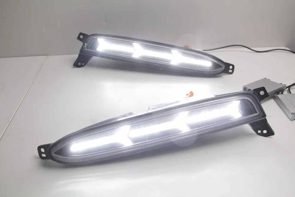 Светодиодные дневные ходосветильник Qirun drl + движущийся желтый сигнал поворота