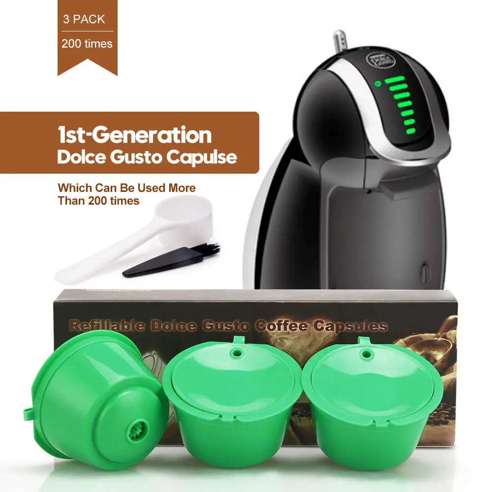 3 pcs with box 3/9 шт. многоразового combinacapsule Кофе капсула nescafe 6 цветов Dolce Gusto многоразового пользования капсулы Рождество капсулы 1 ложка+ 1 щетка - Цвет: 3 pcs with box
