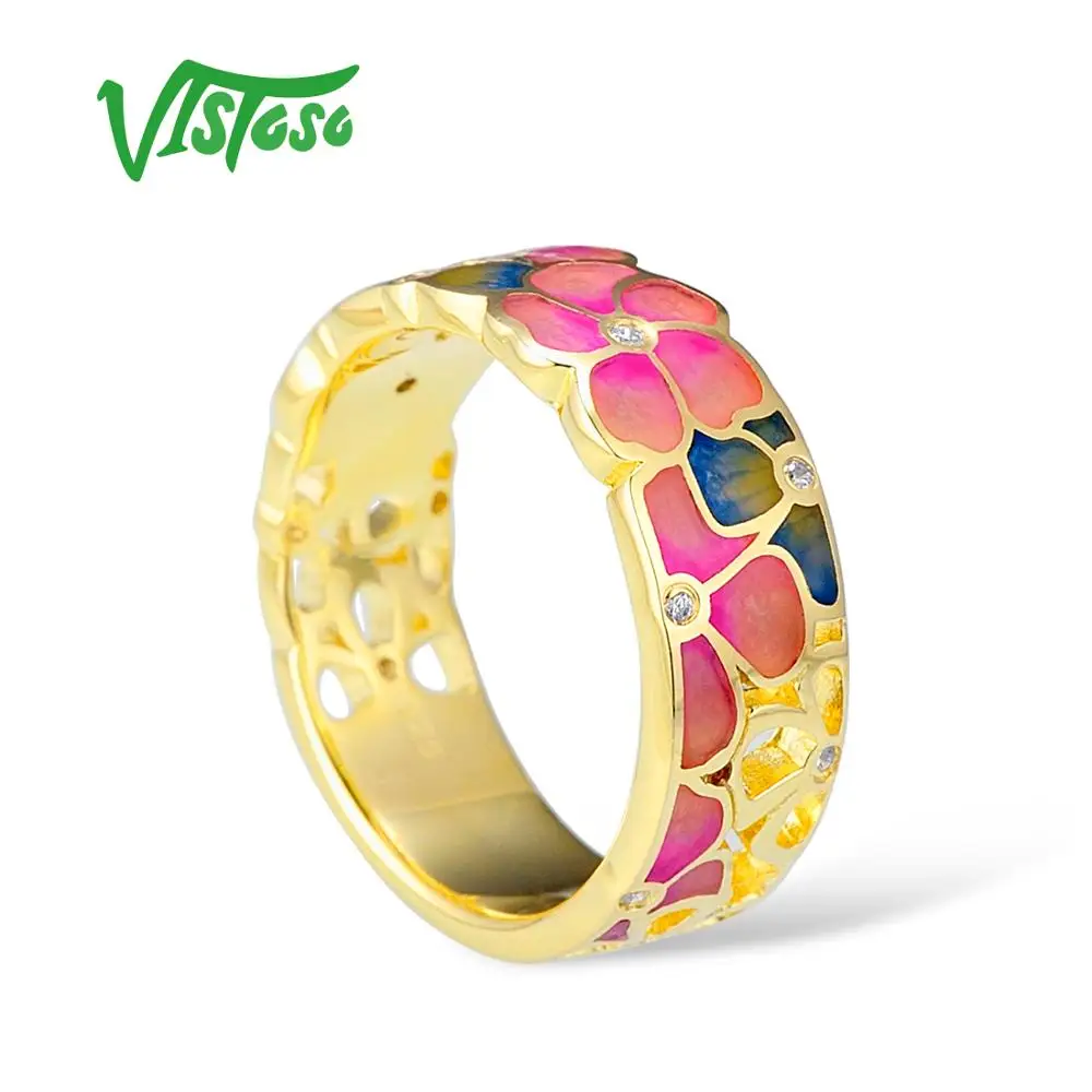 VISTOSO серебряное кольцо для женщин 925 пробы серебряные модные кольца золотой цвет
