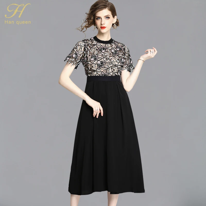 H Han queen женское летнее подиумное кружевное вечернее платье vestidos