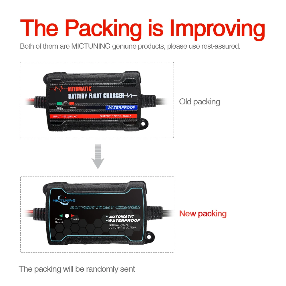 MICTUNING 6V 12V 750mA полностью автоматическая интеллектуальная батарея зарядное устройство для автомобильного мотоцикла все типы свинцово-кислотных батарей