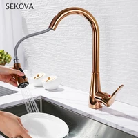 rose gold kitchen faucet mixer cold and hot deck mounted single handle pull out kitchen sink water mixer tap