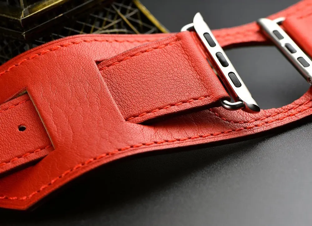 LEONIDAS ремешок из натуральной кожи для Apple Watch пряжка часов полосы 38 мм 42 мм|Ремешки