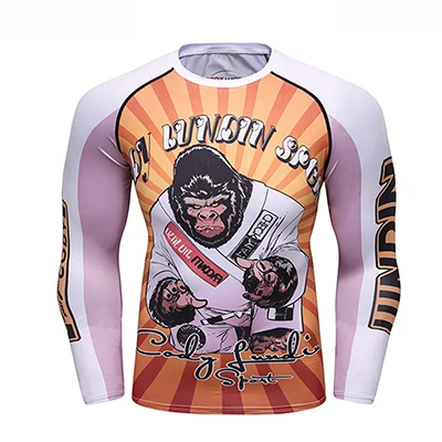 Style P Jiu jitsu футболки Рашгард MMA длинный рукав Мужская футболка 3D кикбоксинг фитнес топы Bjj Бодибилдинг Крест fit боксерские майки - Цвет: Style P