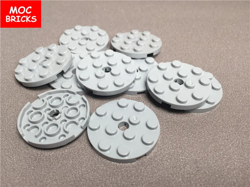 20 шт./партия кубики MOC светильник серая пластина круглая 4x4 с отверстием подходит