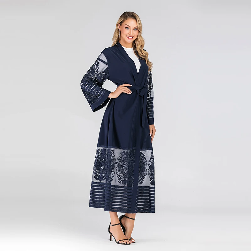 

Lace Abaya Kimono Robe Dubai Cardigan Muslim Dress Women Ramadan Kaftan Caftan Marocain Islamic Clothing jilbab femme musulman