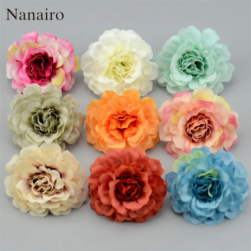 

5pcs 6cm High Quality Silk Rose Artificial Flower Heads For Wedding Home Furnishings Craft DIY Wreath Handicrafts Fake Flowers