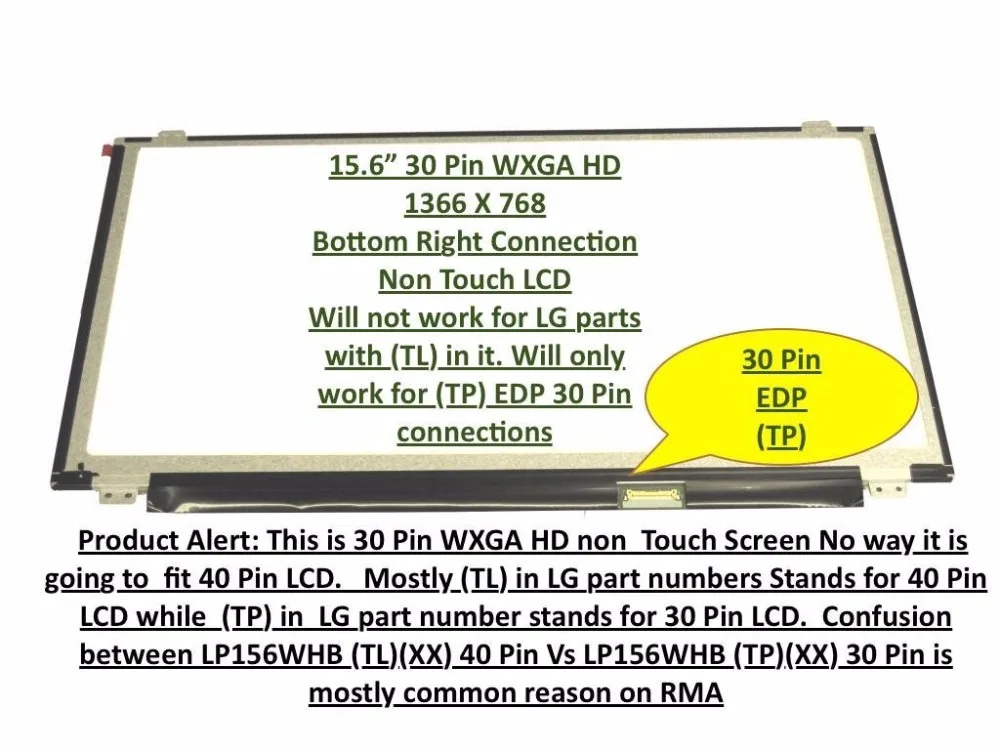 Новый 15.6 &quotэкран ноутбука LP156WHB TPA1 Fit LTN156AT37 W01 NT156WHM-N12 B156XW04 V.8 V.7 B156XTN04.0 EDP 30pins TN |