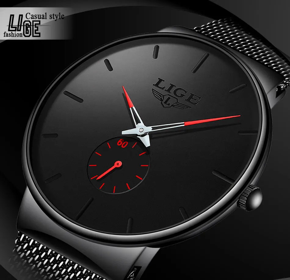 Relogio Masculino LIGE модные спортивные мужские часы брендовые Роскошные водонепроницаемые простые часы женские ультра тонкий циферблат кварцевых часов