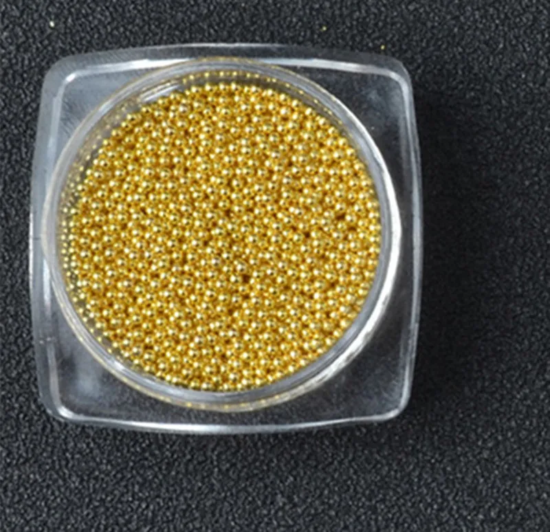 Gold 1.0mm 1 коробка розовое золото "икра" для ногтей Дизайн ногтей мини шар бусины Стразы для ногтей микро горный хрусталь кристалл 3d-украшения для ногтей - Цвет: Gold 1.0mm