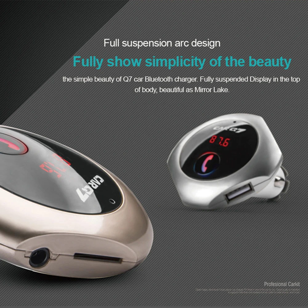 Q7 Bluetooth Автомобильный Зарядное устройство MP3 плеер телефонные звонки в режиме Hands
