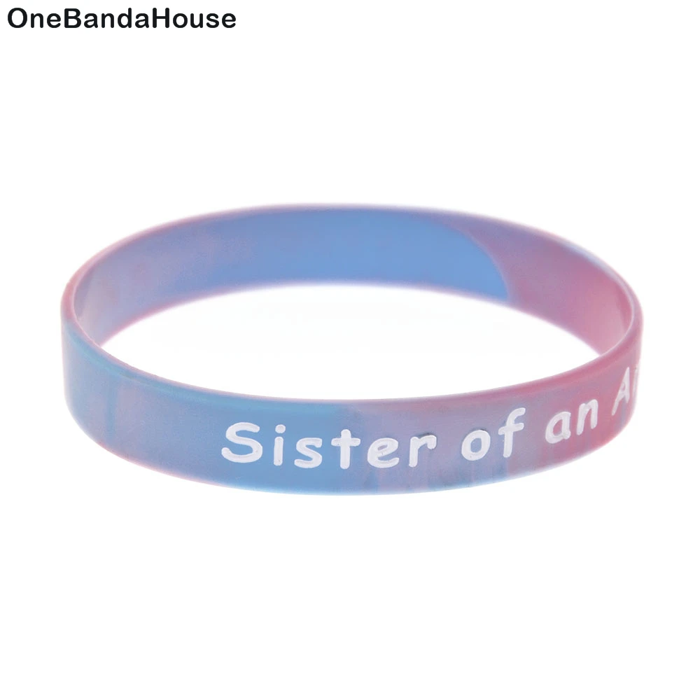 

OBH 50PCS Sister Brother of an Angel Silicone Bracelet Adult Size Swirl Color