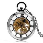 Новое поступление, серебряный карманный циферблат с открытым циферблатом, карманные часы, механические ручные часы-брелок, часы, ожерелье, аксессуары, часы